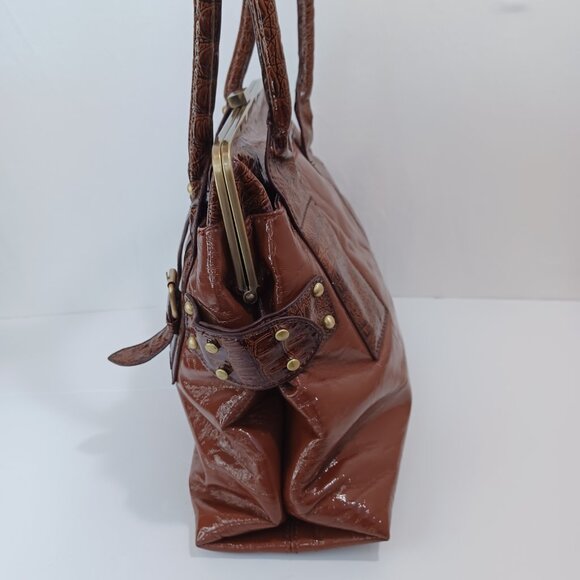 Marc Jacobs Bag Brown Patent Leather Kiss Lock Closure Vintage - Picture 10 of 16